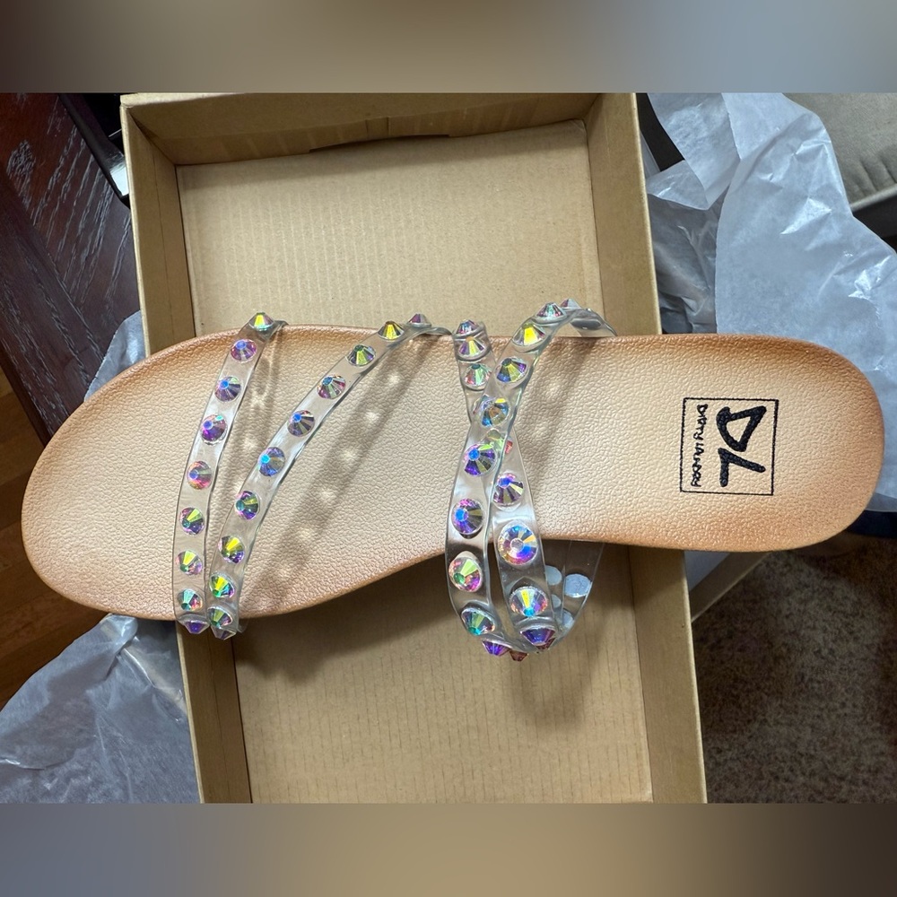 New Dirty Laundry Women's Size 9 Coral Reef/Irridescent Lucite Sandals